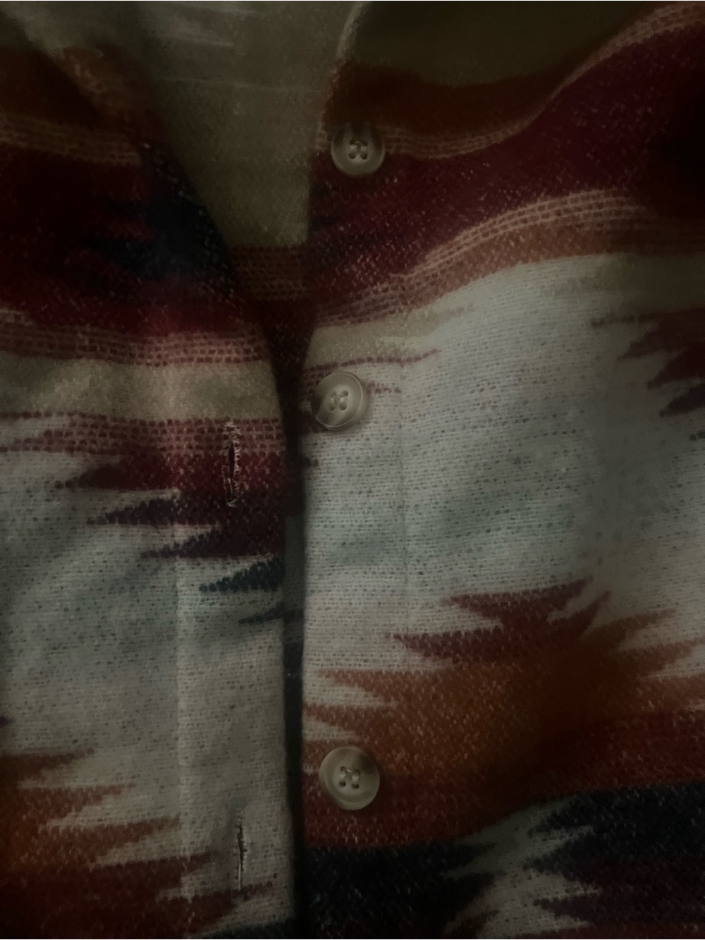 Men's Aztec Pattern Button-Up Sweater Jacket - Cream & Rust - Picture 2 of 2